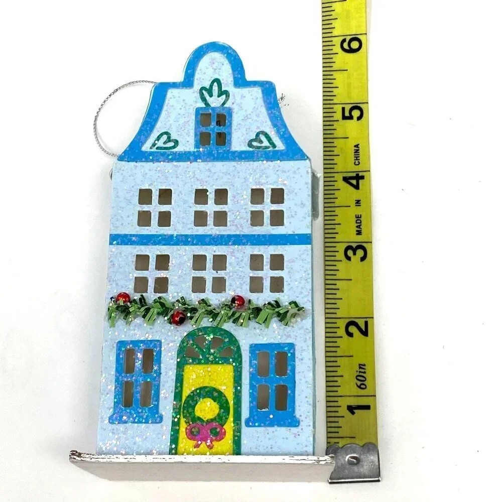 Glittered Paper House Christmas Tree Ornament Blue - Wondershop™: Indoor Holiday